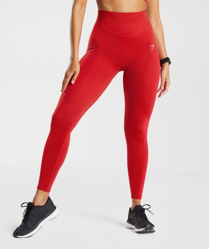 Women\'s Gymshark Sweat Seamless Sculpt Leggings Red | NZ 6YEBRH